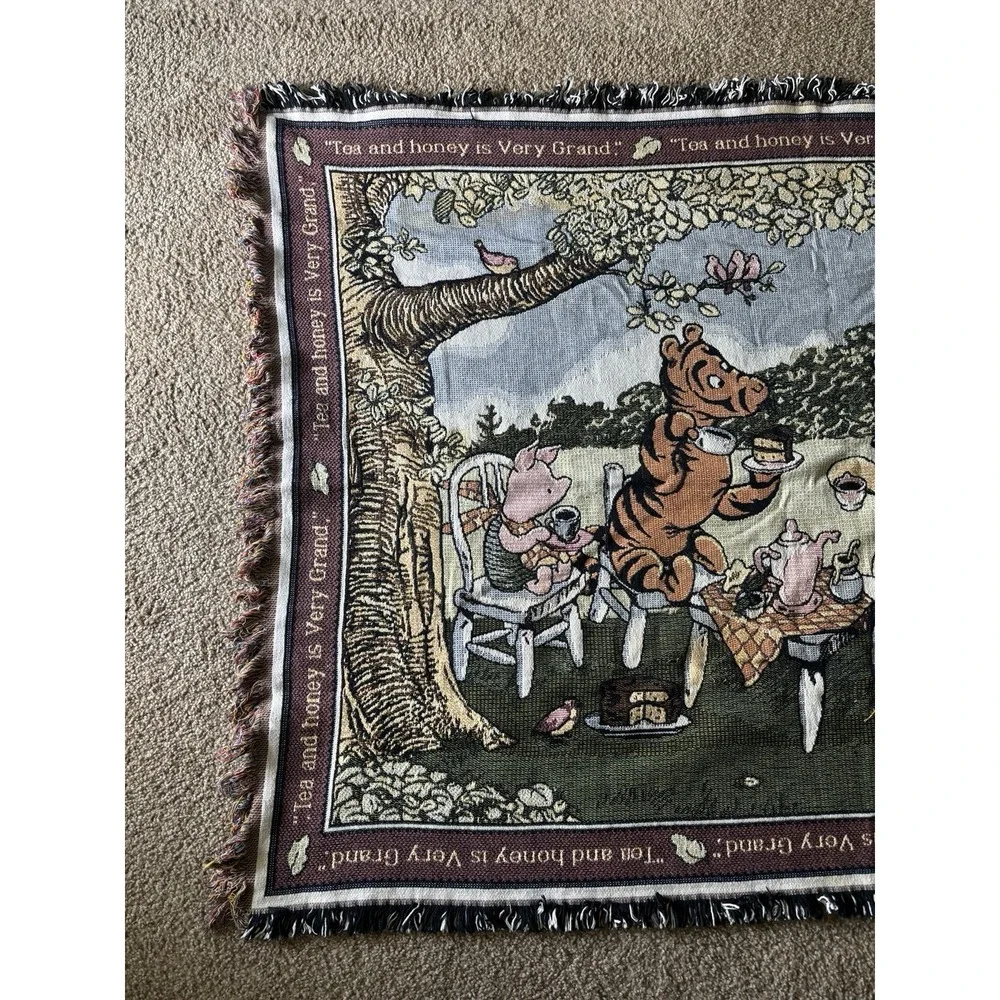 Vintage 90s Classic Pooh Goodwin Weavers Tapestry Throw Blanket Nursery  Baby - Picture 3 of 6